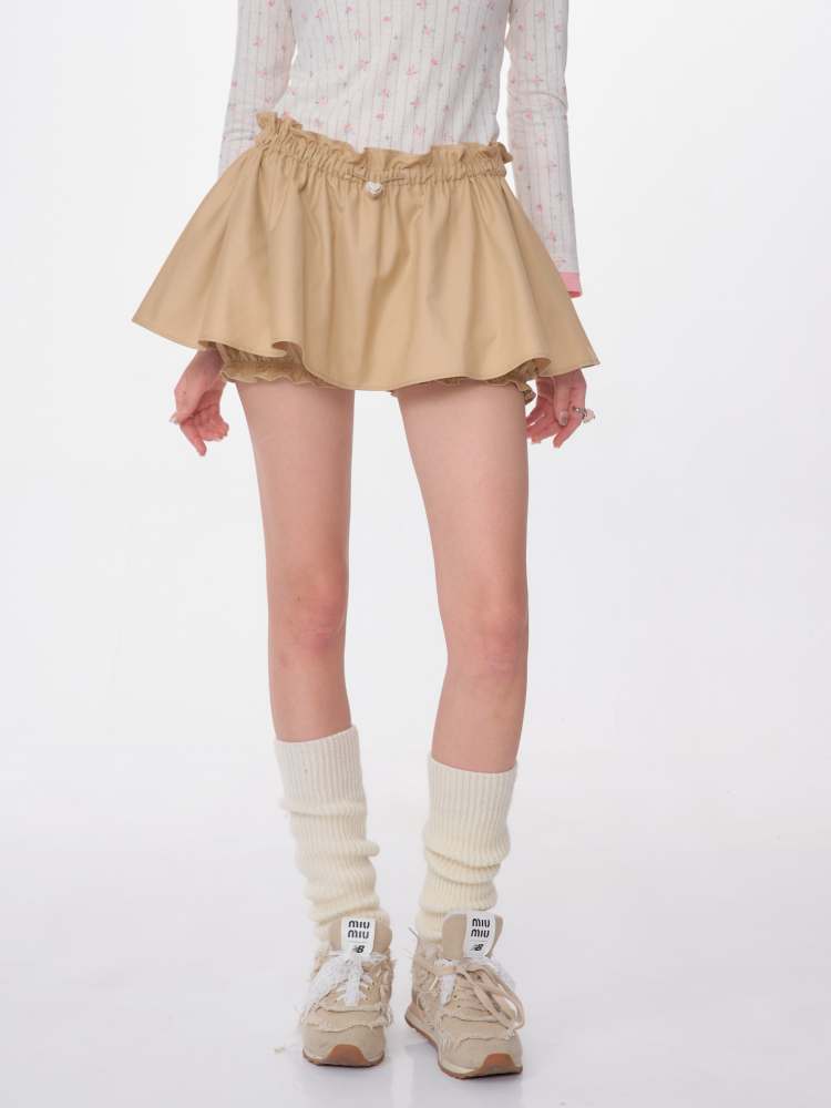 A-Line Fluffy Ruffle Skirt Pants