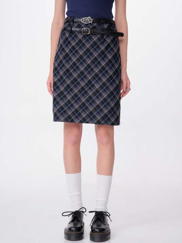 Mid Length Plaid A-Line Skirt