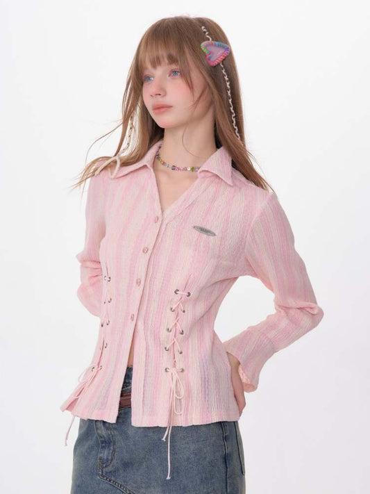 Slim Fit Side Lace Up Shirt