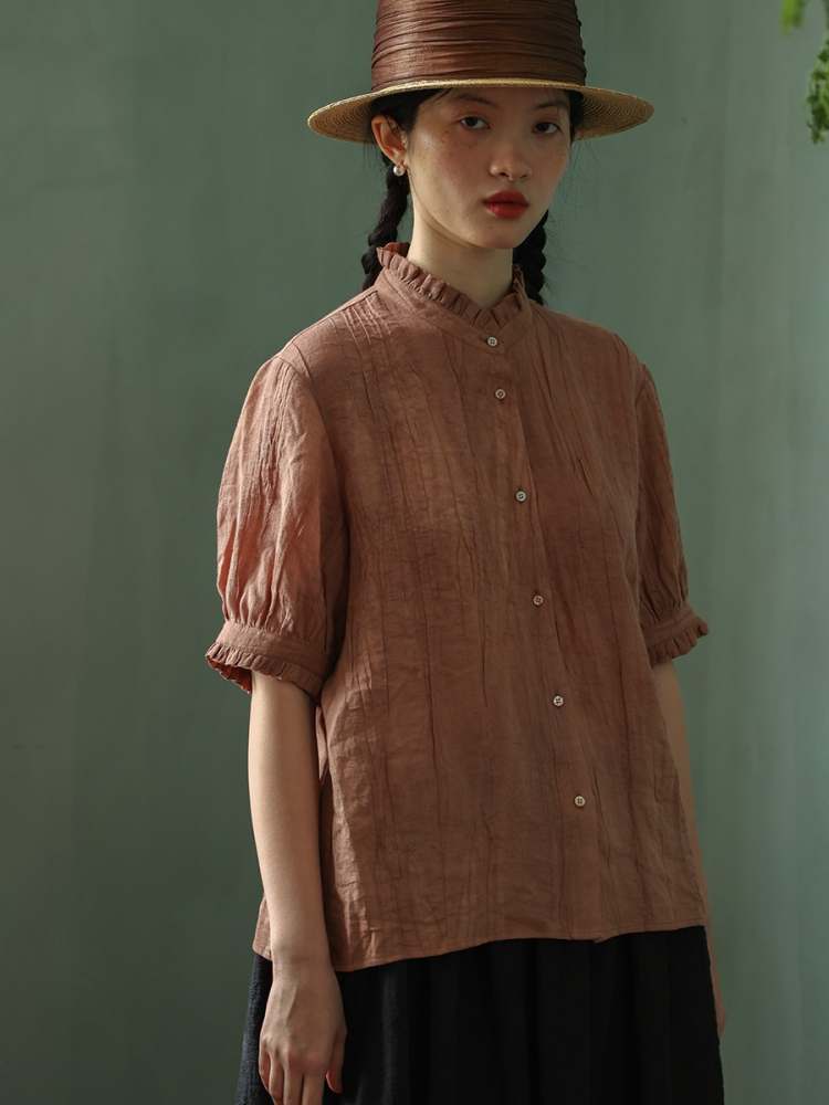 Tie-Dye Pleats Linen Shirt