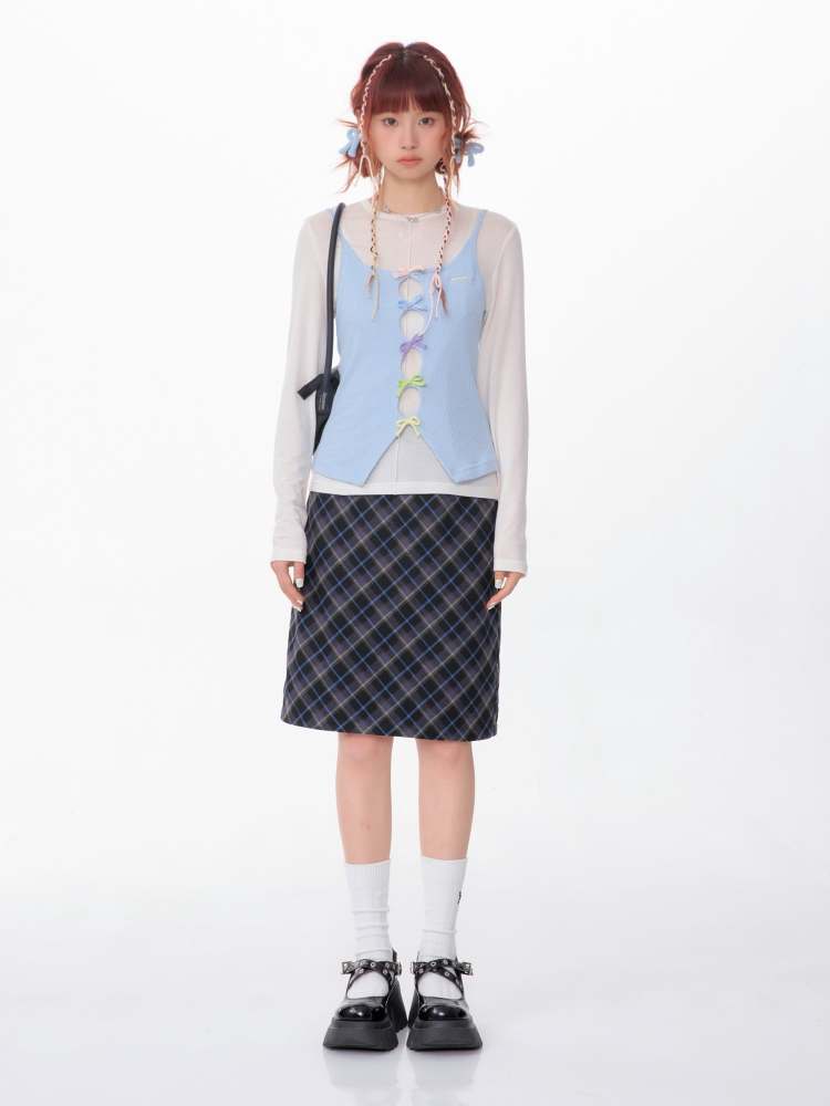 Mid Length Plaid A-Line Skirt