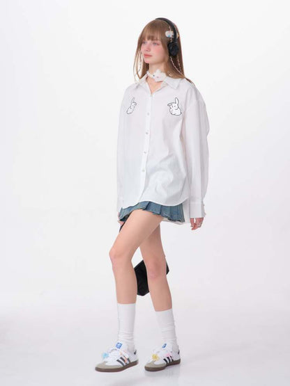 Rabbit Embroidery Loose Shirt