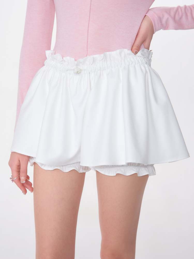 A-Line Fluffy Ruffle Skirt Pants