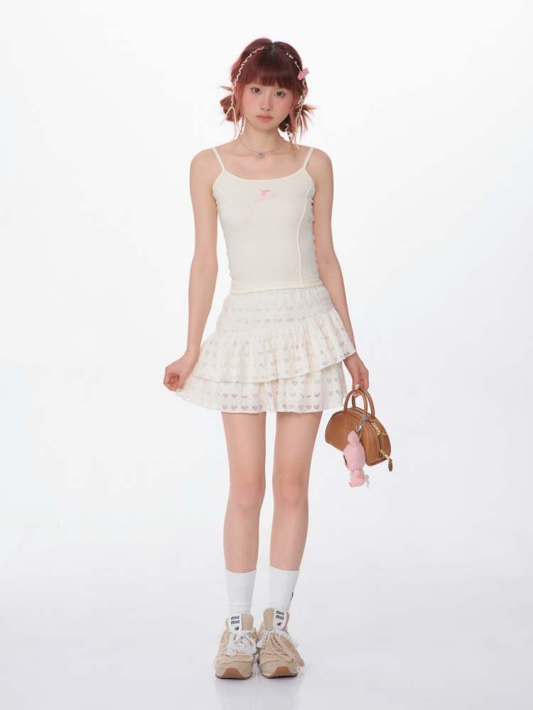 Heart-Shaped Cutout Race A-Line Cake Mini Skirt