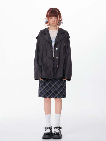 Mid Length Plaid A-Line Skirt