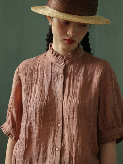 Tie-Dye Pleats Linen Shirt