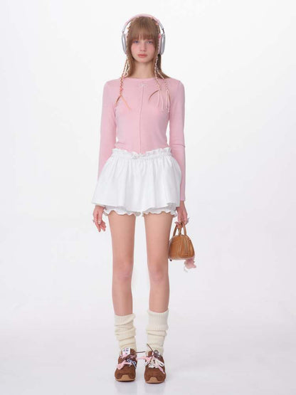 A-Line Fluffy Ruffle Skirt Pants