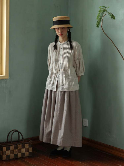 Retro Pleated Collar Loose Shirt