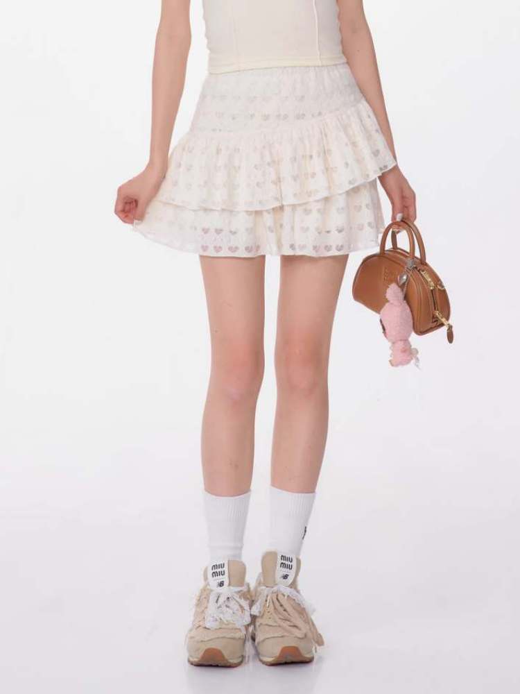 Heart-Shaped Cutout Race A-Line Cake Mini Skirt