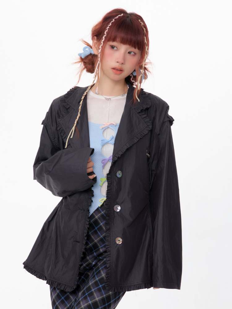 Loose Waist Drawstring Windbreaker