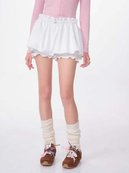 A-Line Fluffy Ruffle Skirt Pants