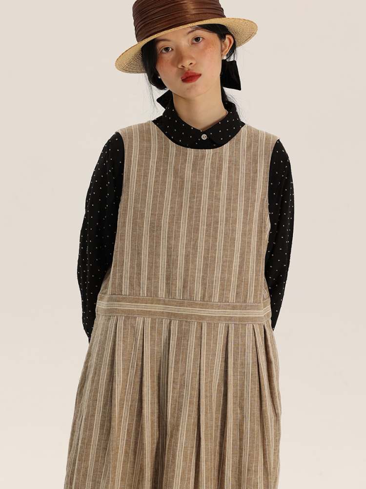 Yarn-Dyed Linen Stripe 2way Long Dress