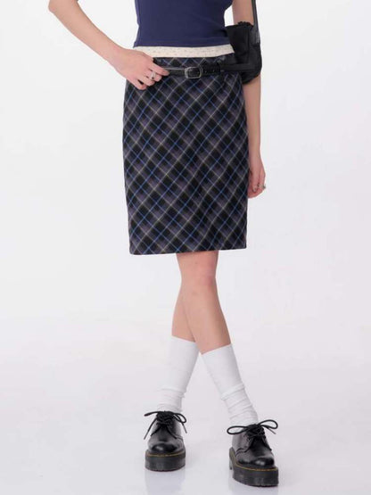 Mid Length Plaid A-Line Skirt