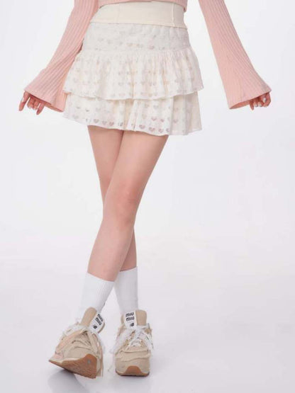 Heart-Shaped Cutout Race A-Line Cake Mini Skirt