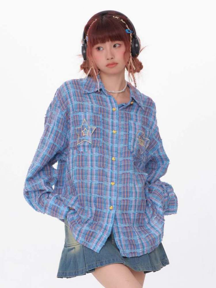 Stars & Hearts Logo Embroidery Plaid Shirt