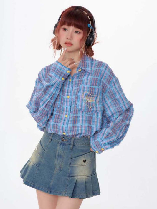 Stars & Hearts Logo Embroidery Plaid Shirt