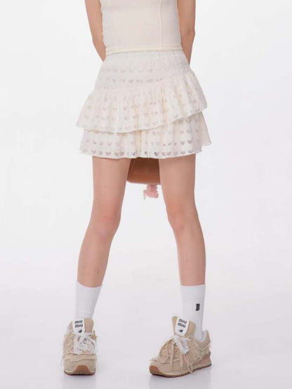 Heart-Shaped Cutout Race A-Line Cake Mini Skirt