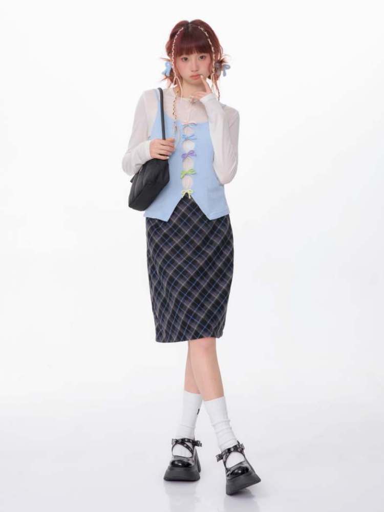 Mid Length Plaid A-Line Skirt