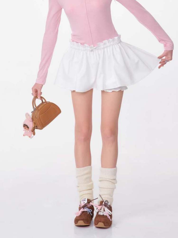 A-Line Fluffy Ruffle Skirt Pants