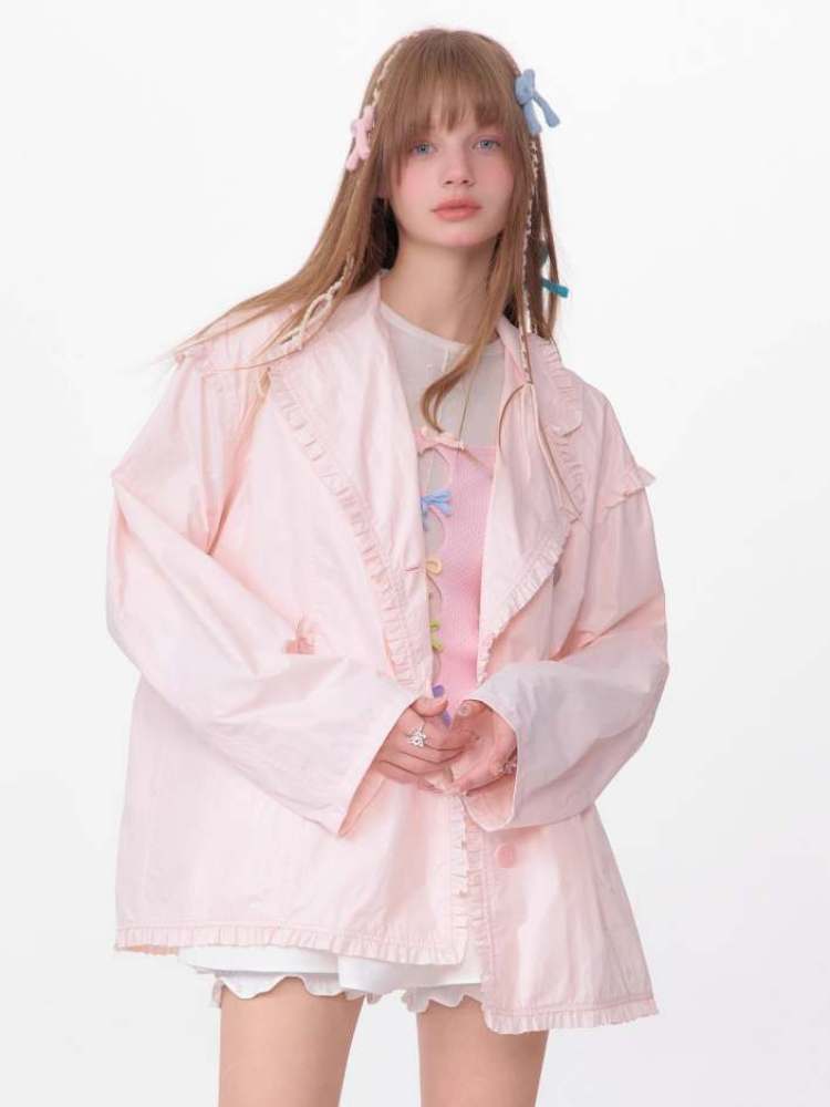 Loose Waist Drawstring Windbreaker