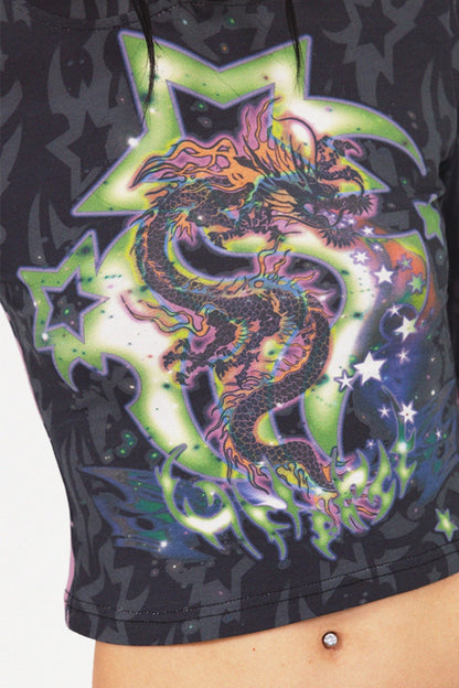 Dragon Graphic Cropped Sweatshirt