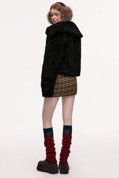 Plush Collar Short Coat