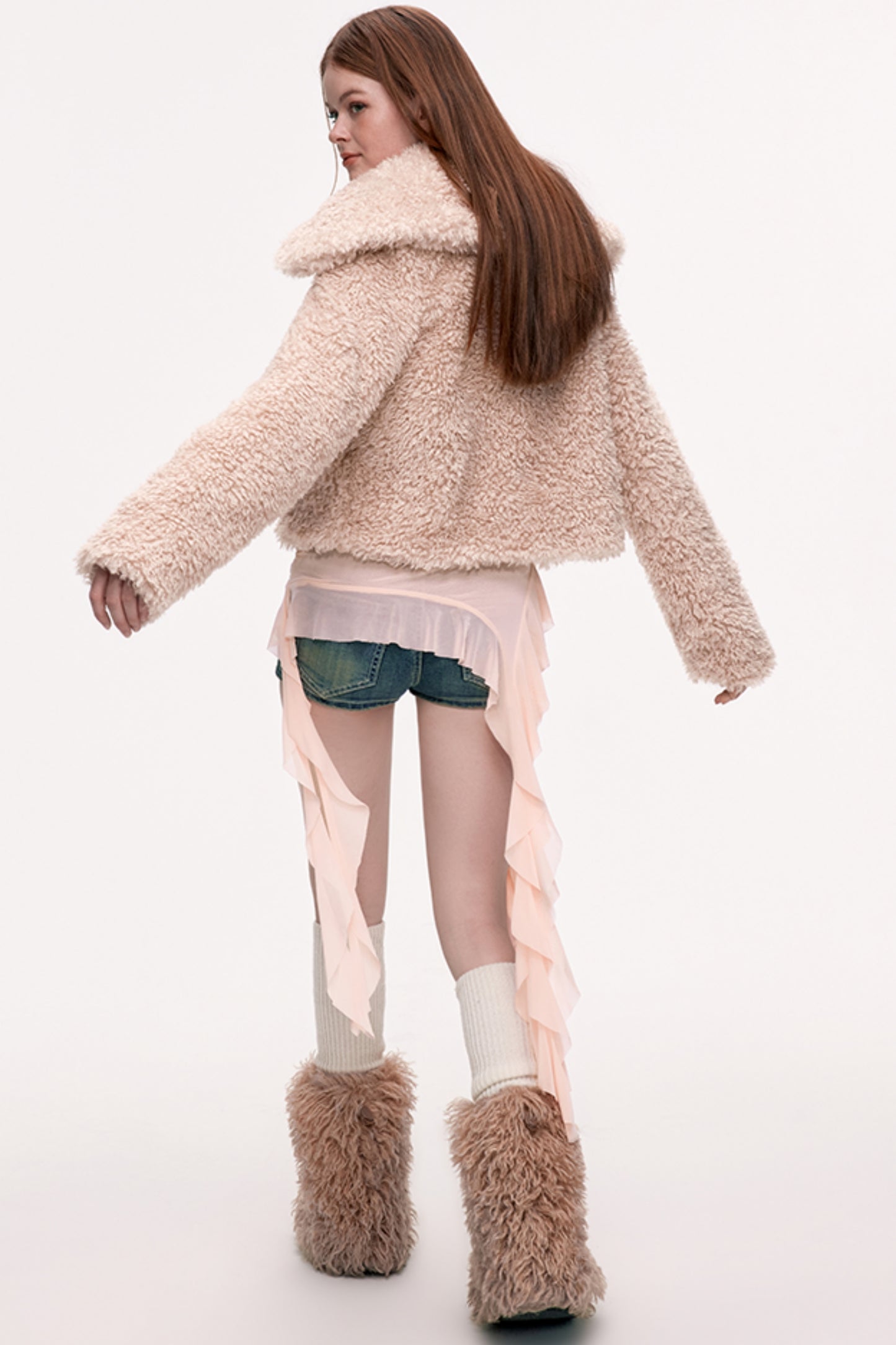 Plush Collar Short Coat