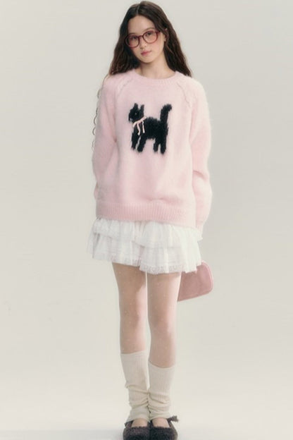 Cute Kitten Crew Neck Sweater