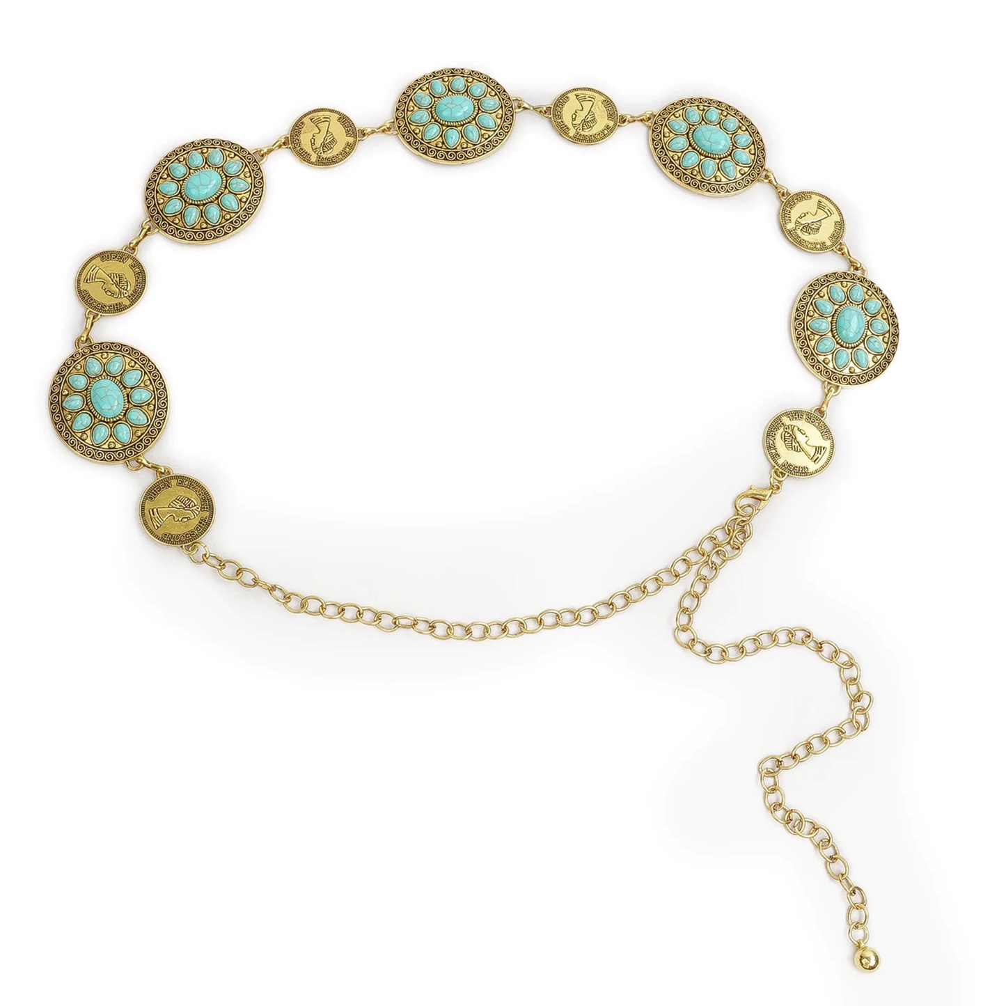 Turquoise Metal Waist Chain