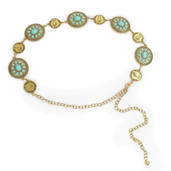 Turquoise Metal Waist Chain
