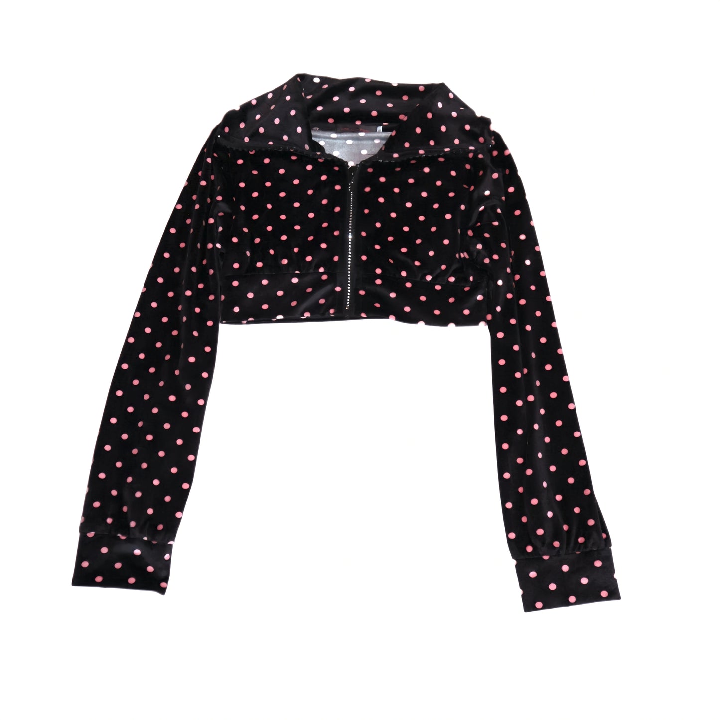 Black Rose Red Polka Dot Zipper Short Jacket