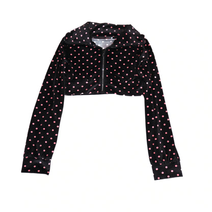 Black Rose Red Polka Dot Zipper Short Jacket