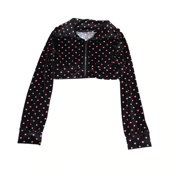 Black Rose Red Polka Dot Zipper Short Jacket