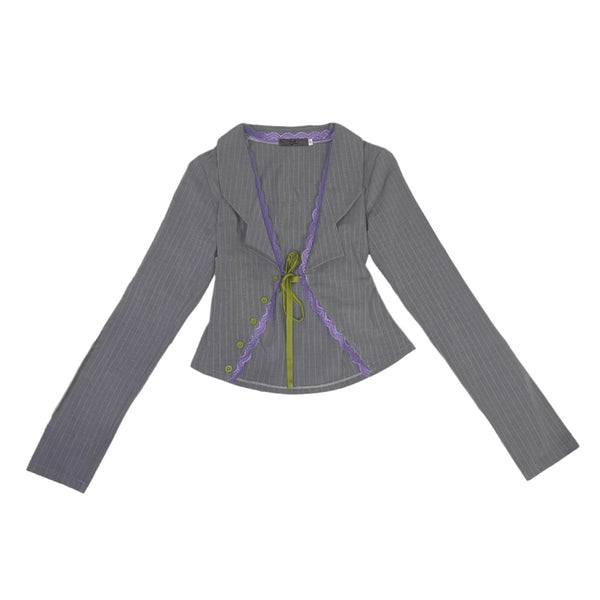 Original Striped Lace Gray Strappy Jacket