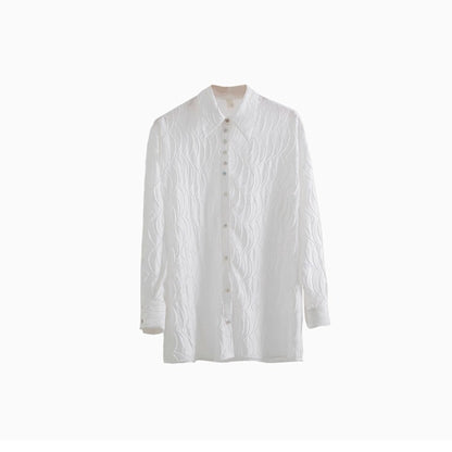 Original Design White Long-Sleeved Shirt