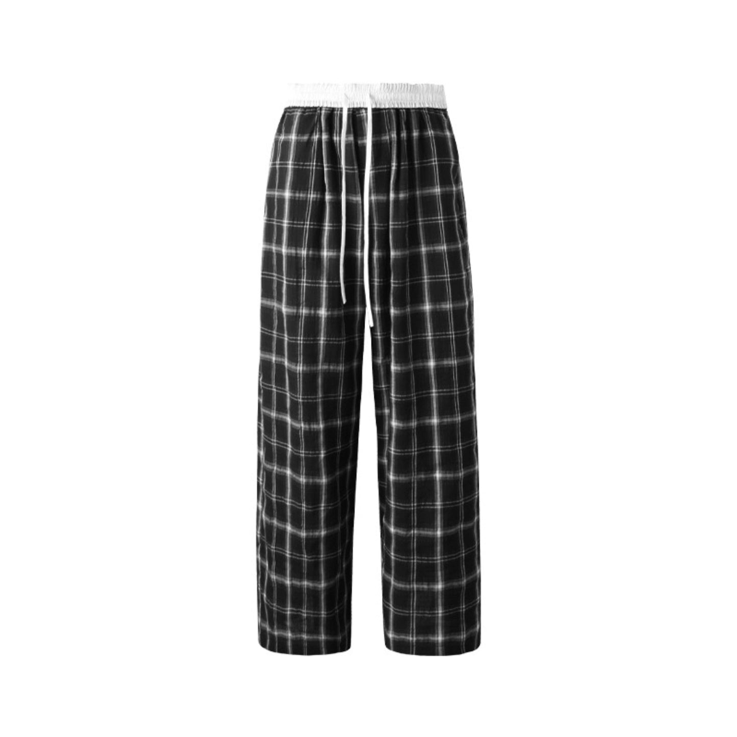 Summer Plaid Wide-Leg Pants