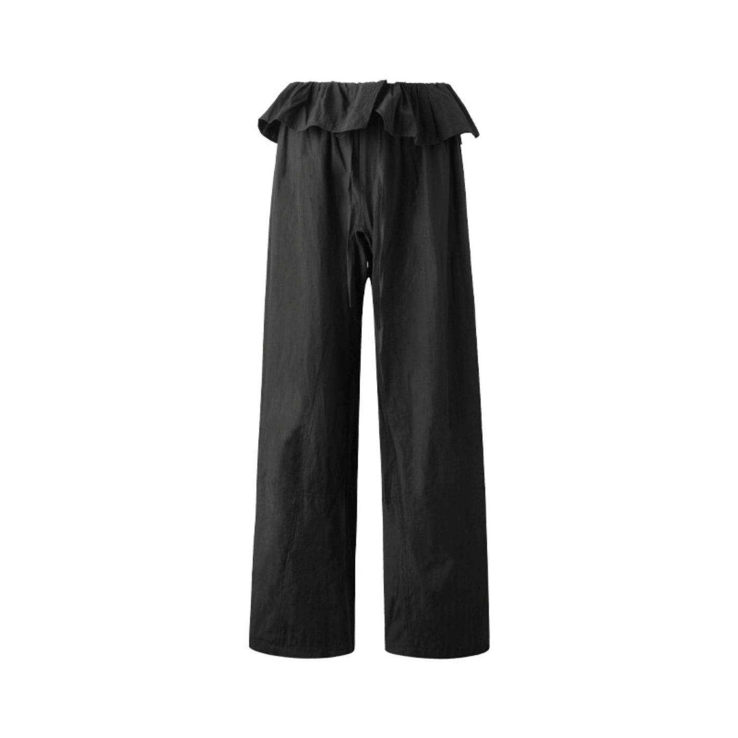 White Lace Drawstring Wide-Leg Pants