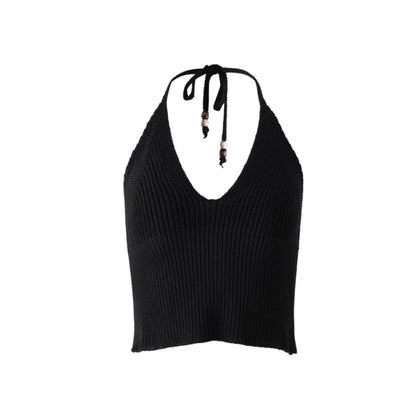 Orange V-Neck Knitted Vest