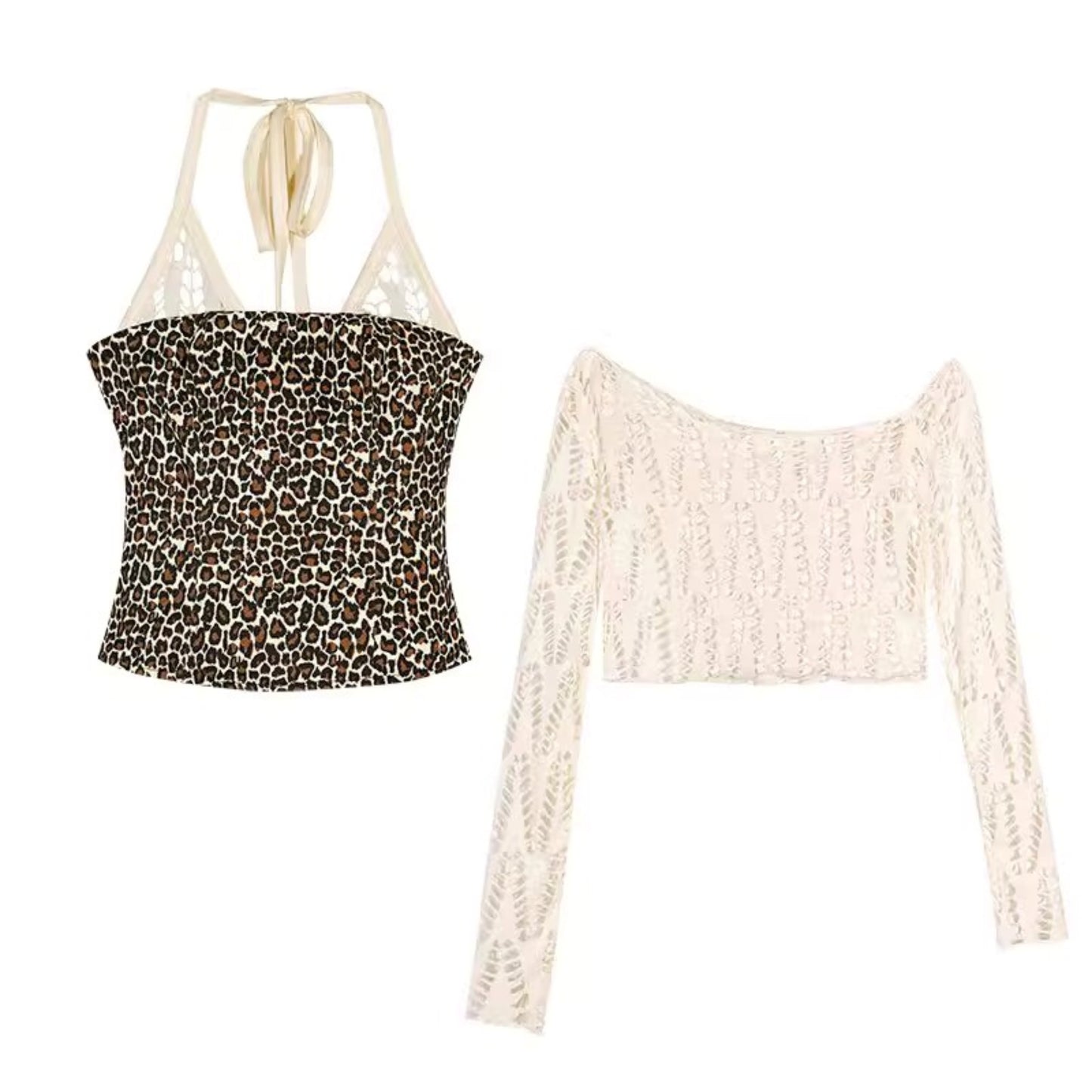 Leopard Panelled Blouse Set