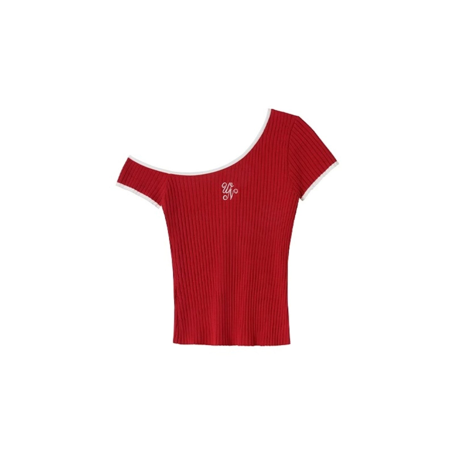 Wave Vintage Letter Embroidery Slim T-Shirt