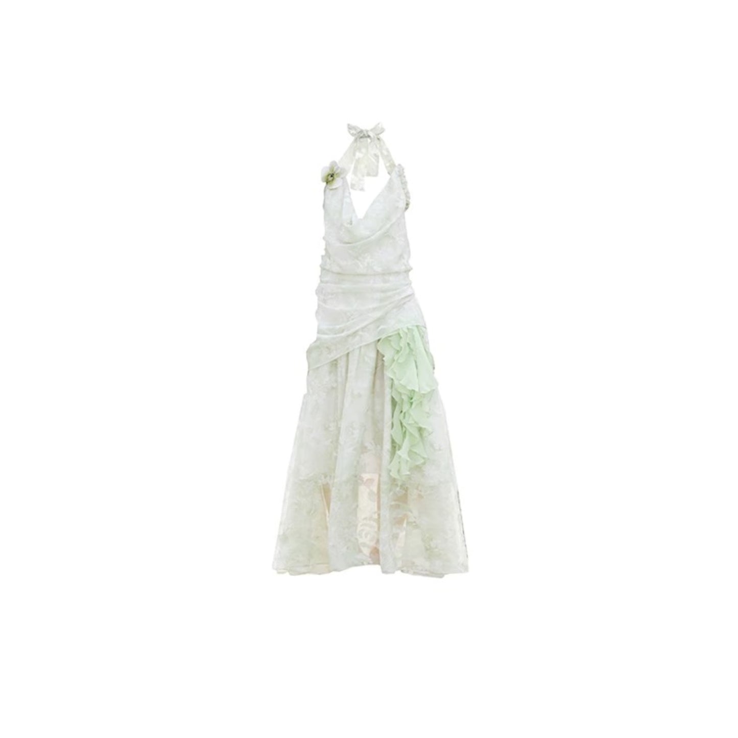 Original Green Chiffon Halterneck Dress