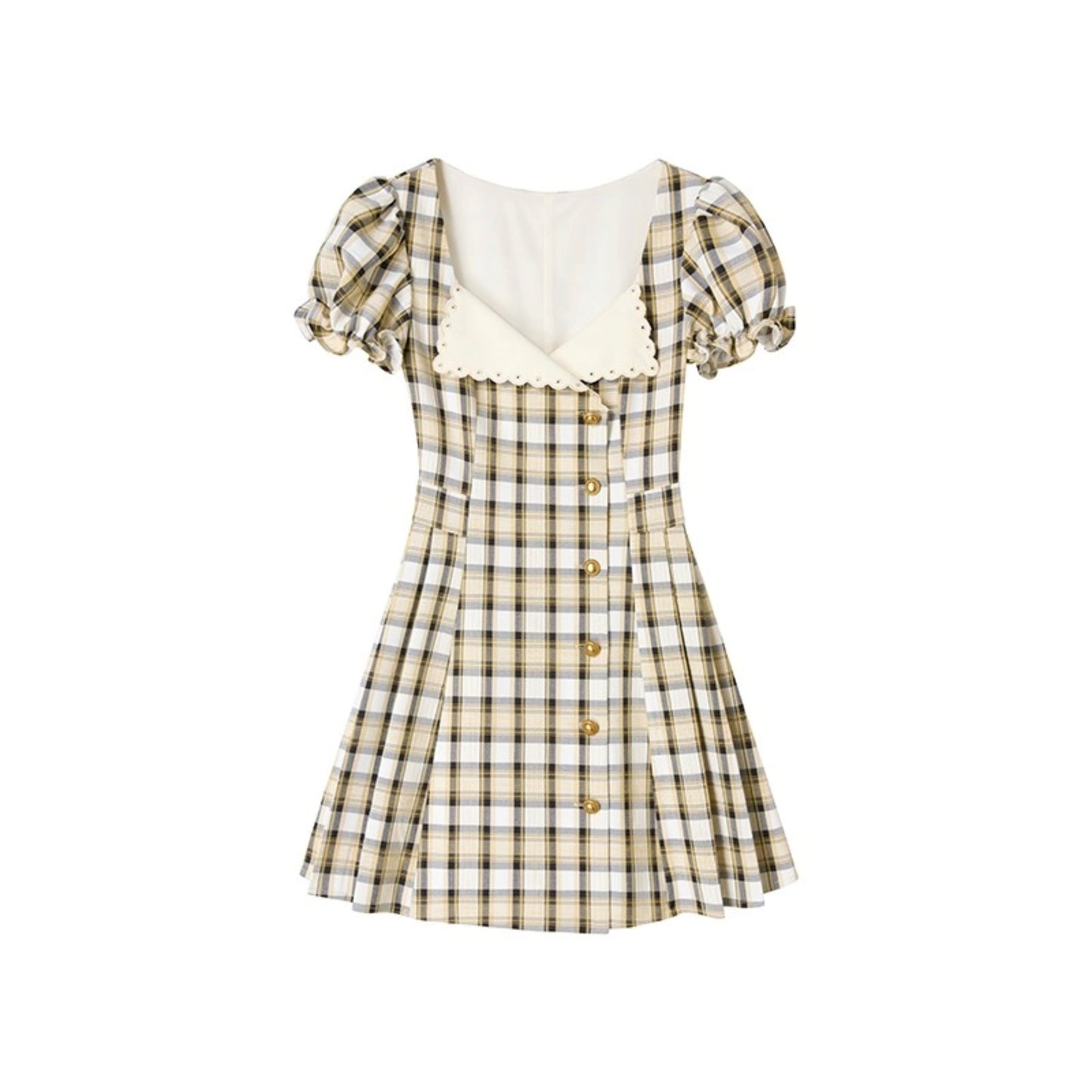 Moon Flower Vintage Yellow A-Line Dress