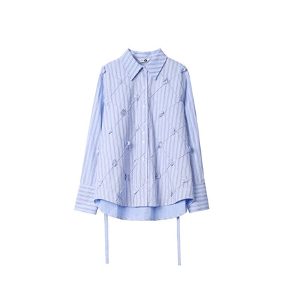 Mandao Flower Vine Striped Diamond Shirt