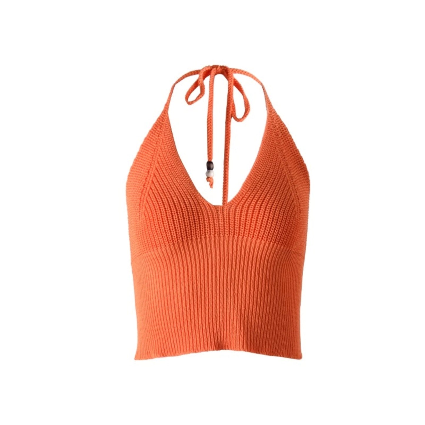 Orange V-Neck Knitted Vest