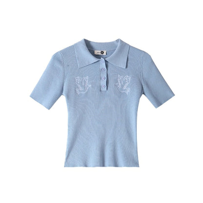 Asuka Love Poems Embroidery Polo Shirt