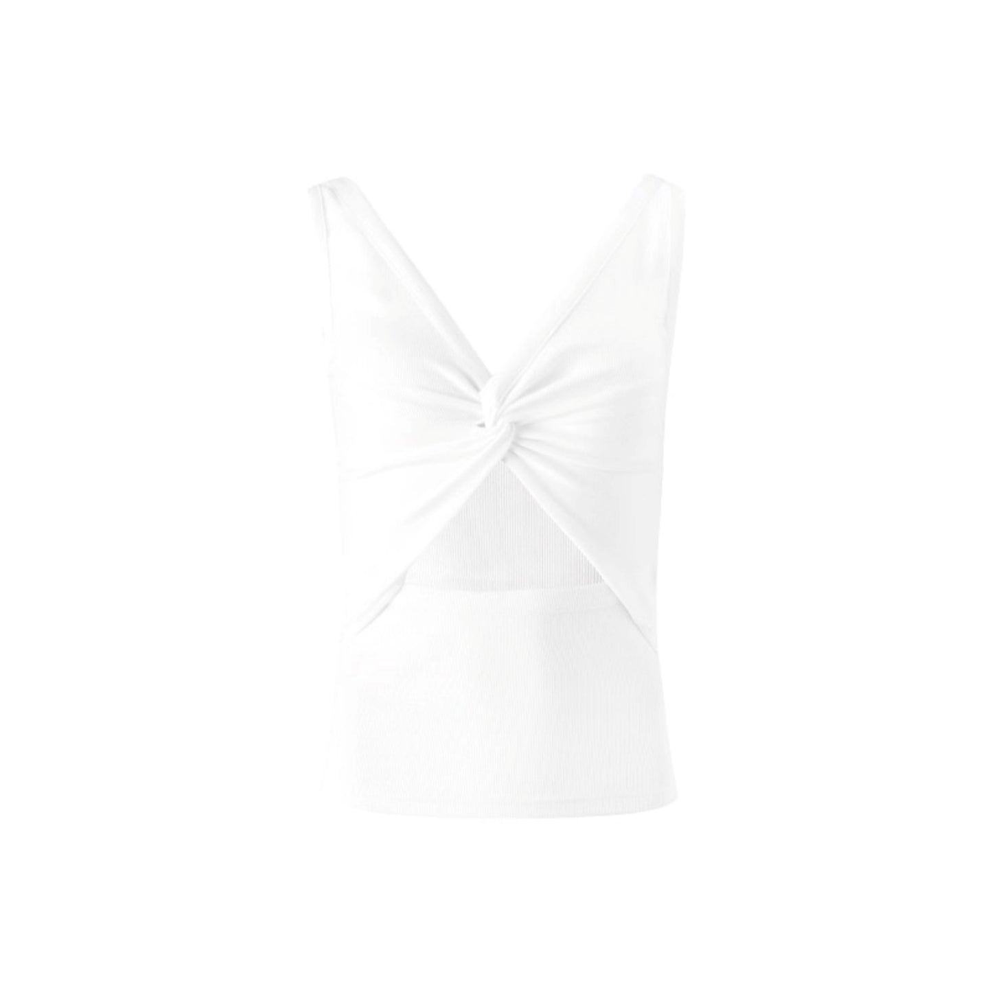 Black And White V-Neck Twisted Cut-Out Slim Vest