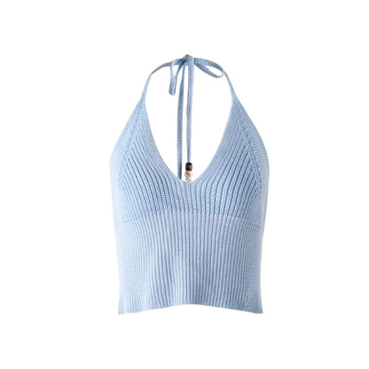 Orange V-Neck Knitted Vest