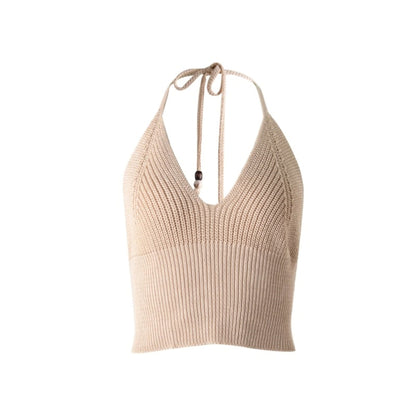 Orange V-Neck Knitted Vest