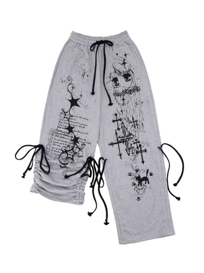 Graffiti Print Drawstring Sweatpants