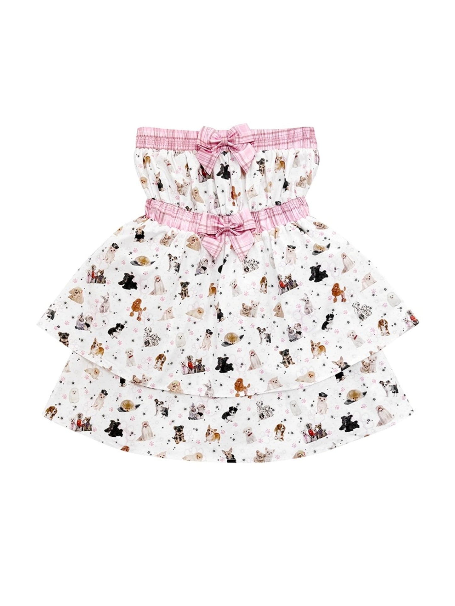 Dog Print Bandeau Puffy Dress